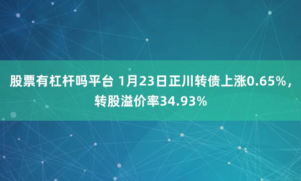 股票有杠杆吗平台 1月23日正川转债上涨0.65%，转股溢价率34.93%