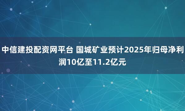中信建投配资网平台 国城矿业预计2025年归母净利润10亿至11.2亿元